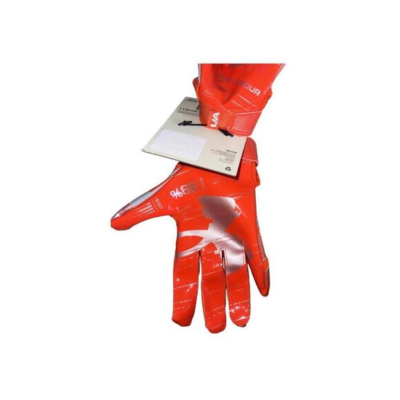 Under Armour Men's UA F8 Football Gloves 1368851-654 Orange/Silver Size Large - Picture 2 of 2